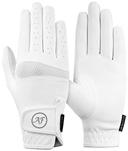 AFE Gants d'équitation en cuir synthétique respirant Sereno pour femme Blanc
