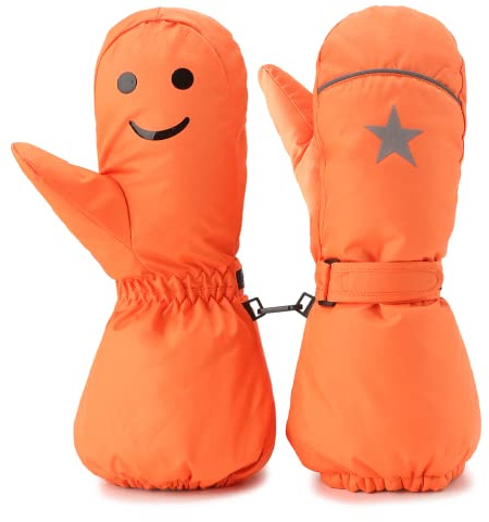 HIGHLOONG Kids Toddler Waterproof Snow Ski Mittens- Breathable Thinsulate Lined Winter Cold Weather Gloves for Boys and Girls Snowboarding