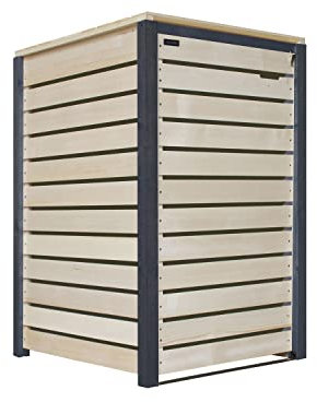 Mülltonnenbox 240L Mülltonnenverkleidung Mülltonnecontainer Holz vorimprägniert Natur-anthrazit mit Rückwand Mod.HH (1 Tonne Natur-anthrazit (NA))