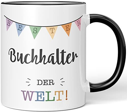 JUNIWORDS Tasse, Bester Buchhalter der Welt, Schwarz (5693812)
