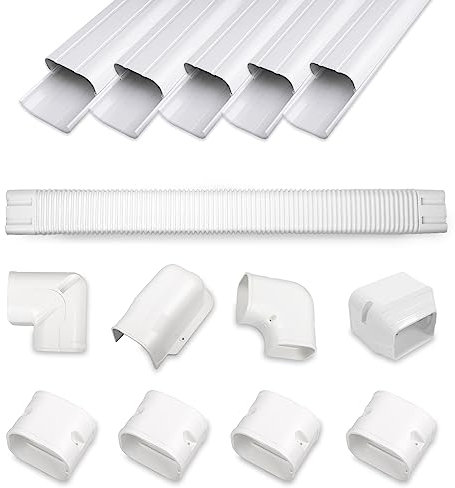 MOOITEK 3 10Ft PVC Line Set Cover Kit for Ductless Mini Split Air Conditioners, Decorative PVC Slim Line Cover for Central AC & Heat Pumps Systems Tubing Cover White