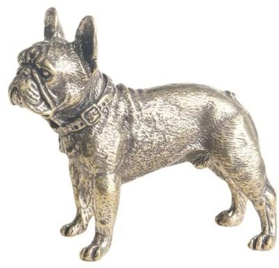 KERAXL Tischfigur Französische Bulldogge aus massivem Messing, 12 Sternzeichen, wohlhabender Hund, Bulldogge, Kupfer-Skulptur, Handwerk, Tee, Haustier, Mikro-Statue für Arbeitszimmer, Bücherregal