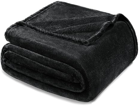 Exclusivo Mezcla Kuscheldecke Fleecedecke 150 x 200 cm Decke Sofadecke | für Bett und Couch, Superweich, Warm, Wohndecke, Bettüberwurf, Ganzjahreszeit, Plüsch, Leicht, Schwarz