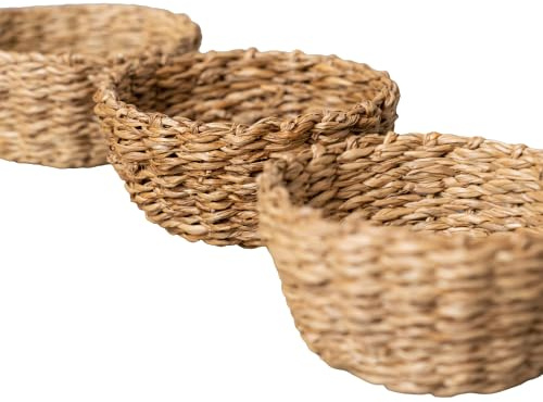 Cesteria Aparici PACK 3 Bols decorativos elaborados a mano con seagrass/Decoración/Almacenaje/Utensilio cocina (10x5)
