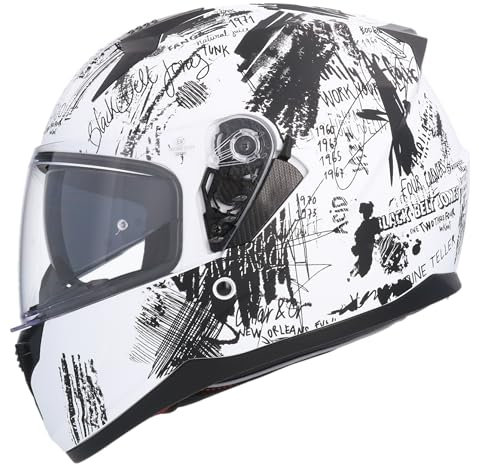 Shiro HEMETS Casco Integral SH-667 FUNCKY Blanco con Gafas Solar (L)