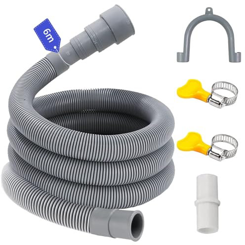 Manguera Desague Lavadora 1/1.5/2/2.5/3/4/5/6M, para 4 Tamaños de Interfaz, Tubo Desagüe Lavavajillas, Manguera Desagüe Lavadora para Lavadora Lavavajillas y Secadora