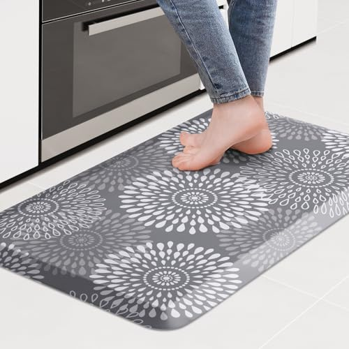 LuxStep Kitchen Mat Waterproof Kitchen Rugs for Floor Cushioned Anti-Fatigue Mat Non-Slip Standing Desk Mat Comfort Floor Mats for House Sink Office 17.3 x 28 Grey