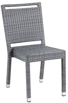 METRO Professional Gartenstuhl mit Handgriff Barbados, Aluminium/PE Rattan, 45 x 61 x 86 cm, Stapelbar, Wetterfest, 150 kg Tragkraft, Steingrau