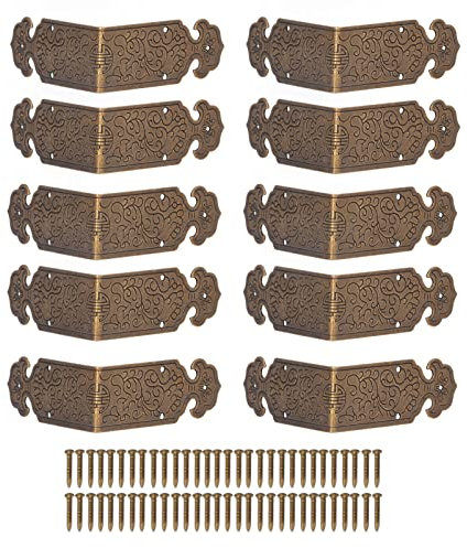 10 Sets 5cm Metall Eckwächter, Dekorative Chinesische Antike Kupfer Kantenschützen Eckschutz für Schreibtisch Schrank Möbel (Antike -Durcheinander)