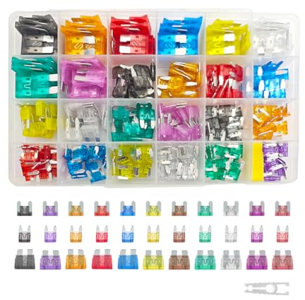 Sandfren 300PCS Car Fuses Assortment Kit, Standard, Small & Mini Autom Blade Fuses 2A 3A 5A 7.5A 10A 15A 20A 25A 30A 35A 40A with Fuse Puller, Vehicle Accessories for Cars, Trucks & More (Aluminum)