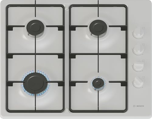 Bosch Series 2 PBP6B2K60 60cm Gas Hob with 4 Burners, Side Control | 4 burners, 2 Cast iron finish supports, new standard sword dials, Side control
