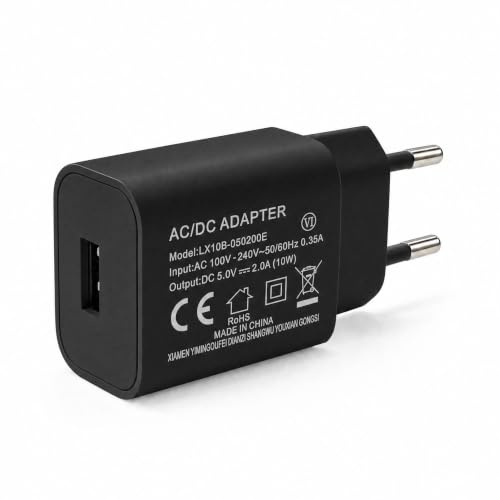 YIMINGOUFEI Cargador USB 10W Negro 5V/2A, Cargador de Pared USB Compacto | Carcasa ignífuga ABS+PC, clavijas niqueladas, diseño compacto, ideal para hogar, oficina y viajes.