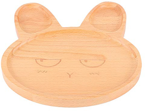 Bol d'assiette à plat de plate-forme en bois avec compartiment beau motif pour bébé servant plateau