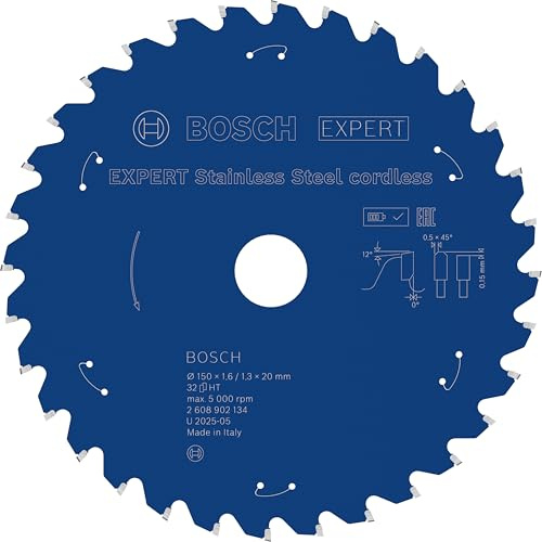 Bosch 1x EXPERT Stainless Steel cordless Kreissägeblatt für Metallsägen (für Edelstahl, Ø mm, Professional Zubehör Akku-Metallkreissäge)