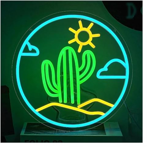 Avoltre für Neon-Partylichter Neonlicht-Dekoration für Kaktus für Neonschild, Wüstenlandschaft für Schlafzimmer malerischer Spot Bar 33cm×33cm