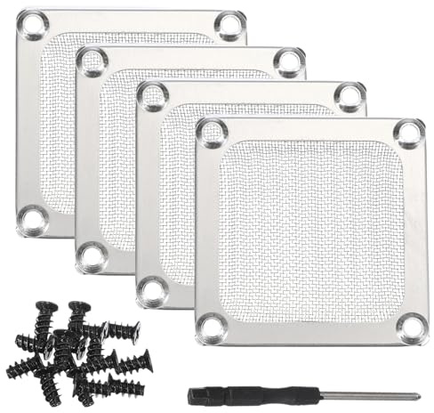 PATIKIL 60mm Fan Filter Grill, 4Pcs Ultra Fine Aluminum Mesh Ventilation Dustproof PC Cooling Fan Grill Covers with Screwdriver and Screws for Desktop Computer Case AC, Silver