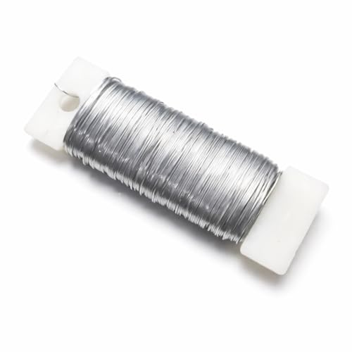 50m Craft Wire - 0.35mm Silver Jewellery wire - Metal Wire for DIY Jewelry Making - Flexible wires for Crochet Floral Arrangements Wedding Garlands Bouquets