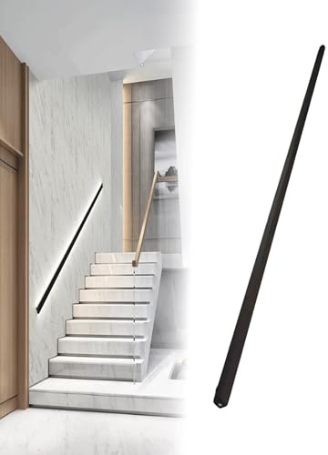 Pasamanos de aluminio con luz LED con sensor de movimiento, kit de barra de agarre for escaleras y mesitas de noche montadas en la pared for iluminación de escaleras interiores(Color1)