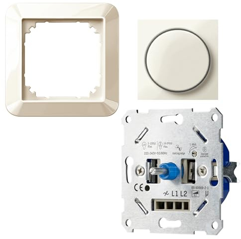 proventa LED Dimmer Unterputz 250W -> Komplettset mit Merten 1-M weiß glänzend <- LED Drehdimmer für LED & Halogen - Phasenabschnitt - 2-Draht Technik