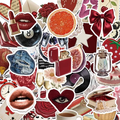 Vintage Girl Y2K Stickers 100 Pcs, 50 Styles Aesthetic Stickers for Women Teens, Retro Waterproof Vinyl Decals for Water Bottles, Laptop, Scrapbook