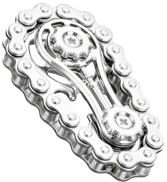 Juguete Antiestrés Cadena Bicicleta, Fidget Toy de Metal Plata, Portátil para Adultos, Alivio Rápido Estrés, Reductor de Ansiedad, Silencioso, Concentración