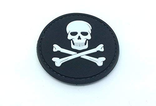 Patch Nation Jolly Roger Skull & Crossbones PVC Airsoft Paintball Klett Emblem Abzeichen