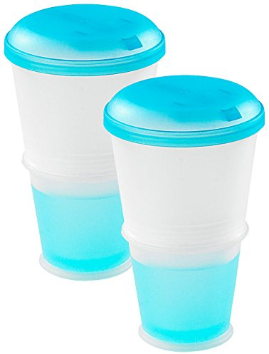 Rosenstein & Söhne Müslibecher: 2er-Set Müsli-to-go-Becher mit Milch-Kühlfach & Löffel (Joghurtbecher to Go, Joghurtbecher mit Löffel, Dose)