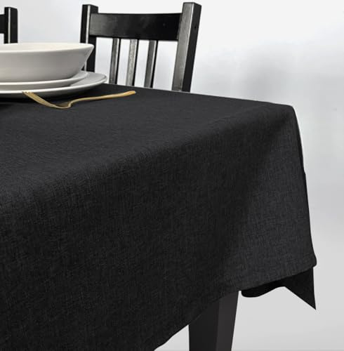 Rollmayer Tischdecke Leinenoptik Melange Grafit 22 150x300cm | Abwaschbar, Wasserabweisend, Lotuseffekt, Fleckschutz, Rechteckig