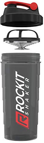 ROCKITZ Protein Shaker | garantiert auslaufsicher | patentiertes Mischsystem | Shaker Proteinpulver - Eiweiß Shaker | Made in Germany | Fitness Trinkflasche | BPA frei (Schwarz | Rot, 900ml)