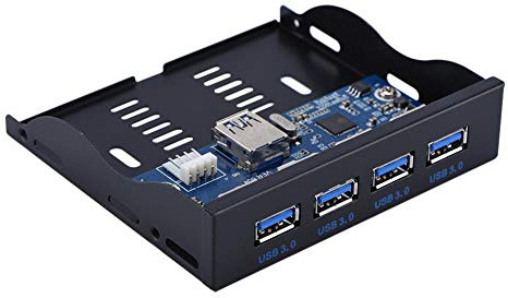 Hopcd USB3.0-Disketten-Frontplatte, 3,5-Zoll-Multifunktions-Floppy-Panel-Erweiterung 19-poliger USB3.0-Hub mit 4 Anschlüssen, Plug & Play für Desktop-Anschluss/Adapter