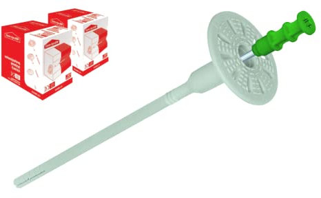 KLIMAS Wkret-met Dämmstoffdübel Ø8mm - Tellerdübel mit Metalldorn, Schraubdübel WKTHERM-S für WDVS Wärmedämmung (200, Ø 8 x 95 mm)