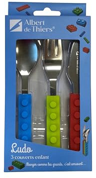 Barbacado - Cubiertos infantiles embutidos y coloridos: cuchara, tenedor, cuchillo. LUDO.
