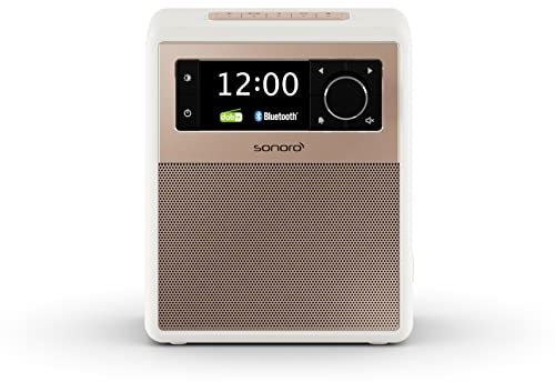 sonoro Easy Radio mit Bluetooth und DAB Plus (tragbar, UKW/FM, Wecker, Sleep-Timer, Nachtlicht, Akku/Batterie/Netzbetrieb) Digitalradio in Matt Weiß