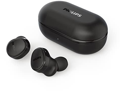Philips TAT4556BK/00 Cuffie Senza Fili Con Cancellazione Attiva Ibrida Del Rumore, Con Resistenza Agli Spruzzi E Al Sudore IPX4 E Fino A 29 Ore Di Riproduzione Con Custodia Portatile, Nero
