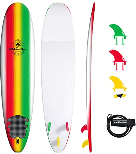 WAVESTORM Classic Soft Top Foam 8ft Surfboard (Rasta