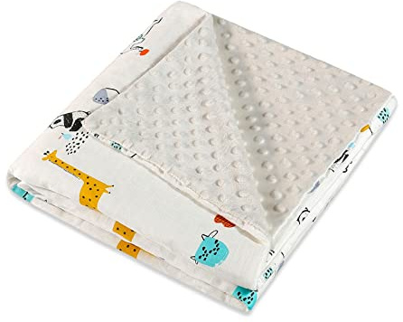 SONARIN Manta para Bebés 110x158cm,Algodón Cobijas para Bebes Cálida Doble Cara Manta para Recién Nacidos Mantitas para Bebes Niña y Niño Suave y Confortable para Cuna Cochecito(Animal Gris)