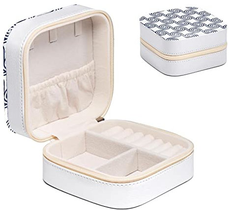 Diusye Motif de porcelaine bleu et blanc de Chine Petite boîte à bijoux pour bague boucle d'oreille collier bracelet, étui à bijoux de voyage organisateur de rangement pour femmes filles cadeaux