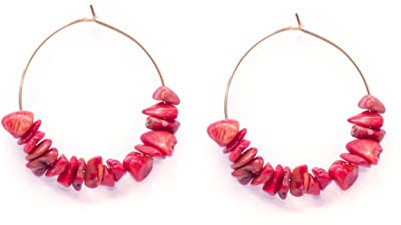 Pendientes piedra natural y aro acero inoxidable. Pendientes piedra curativa, energética y aros dorados