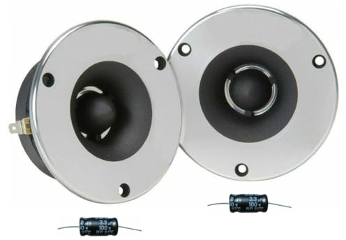 KIT Set FÜR Master Audio BST03/8 2 universelle Ersatz-Superhochtöner, 150 Watt RMS, 300 Watt Max, 9,6 cm Durchmesser, 8 Ohm, für Zuhause, paarweise, Premiumqualität + kostenlose Kondensatoren