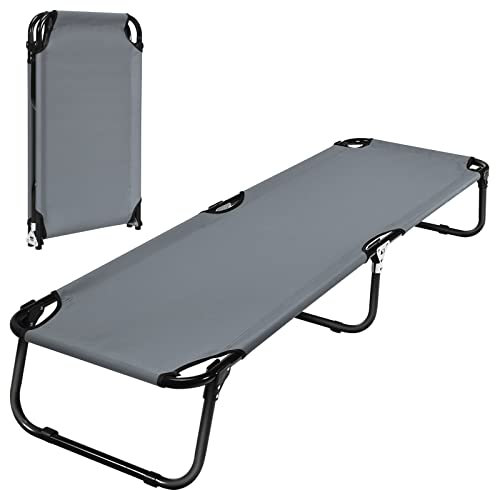 GIANTEX Letto Pieghevole per Campeggio, Letto Portatile con Base in Metallo per Interni ed Esterni, Capacità di Carico di 150 kg per Viaggi, Escursionismo, Pesca, 192x56x31cm
