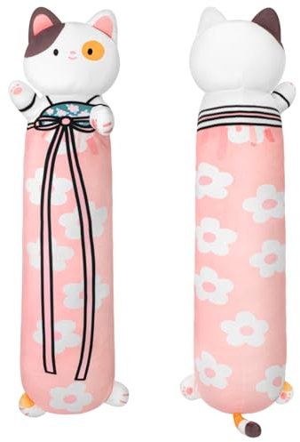Terbaik 85CM Plüschtier Stofftiere Sakura Katze Lange Wurfkissen Kuscheltier Kawaii Katzen Plüsch Kissen Weiche Katze Stofftier Spielzeug Geschenk über 3 Jahren