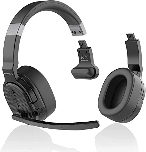 Monodeal Bluetooth headset with microphone, Wireless Headset Microphone with Active Noise Canceling (ANC), [40 Hours Playing Time & 10M Range], PC Headset for Phone PC Call Center Office