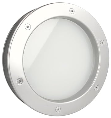 MLS Porthål B4000, Porthål för Dörrar, Tillverkad av Robust Aluminium, VSG-Säkerhetsglas, Lämpligt för 40 mm Tjocka Dörrar, Synliga Fästskruvar på Båda Sidor, 300 mm Diameter, Frostat Glas, Silver