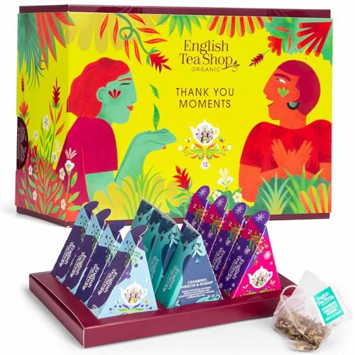 ETS Bio Tee Geschenk Set Thank You | Dankeschön Geschenk mit Tee, Danke sagen | 3 Sorten Früchtetee, Weißer Tee | 12 Pyramidenbeutel