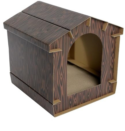 WANEKA Casa Carton para Gatos Savanna con Suelo Rascador para Montar con Hierba Gatera Refugio Escondite para Gato