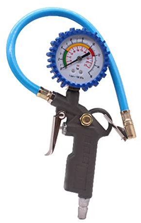 GagalU Reifendruckmessgerät 0-15 Bar Messbereich Gummischlauch Manometer Reifendruckprüfer Aufblasgerät