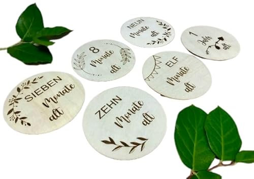 Holz Meilensteinkarten Set Mein erstes Jahr Baby Meilensteinkarten 12 Meilensteinkarten graviert Meilensteine auf Holz Geschenk Geburt