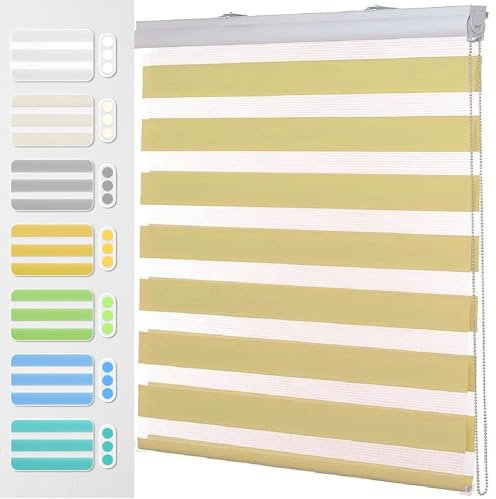 Dachfenster Rollo Verdunkelungsrollo, 90 x 250 cm Dachfenster Verdunkelung Sonnenschutz Rollo Seitenzugrollo Klemmrollo inkl. Montagematerial, für Fenster & Tür, Beige