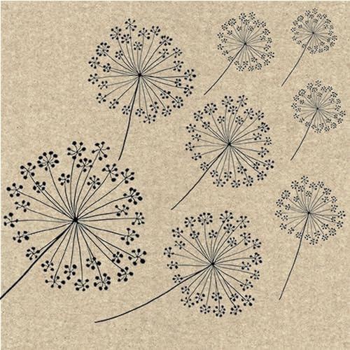 20 Servietten Natur nachhaltig aus Recycling-Papier Pusteblumen als Tischdeko. Papierservietten mit Motiv. Auch für Decoupage und Serviettentechnik 33x33cm