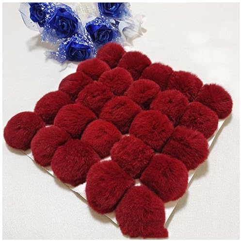 15 Stück 6cm Kunstfell Pompon Fellbommel Bommel Pelz Flauschigen Pompon Ball DIY Fell Pom Poms für Damen Mädchen Mützen Beanies Tasche Weihnachtsdekoration Schlüsselanhänger Dekoration -Rotwein
